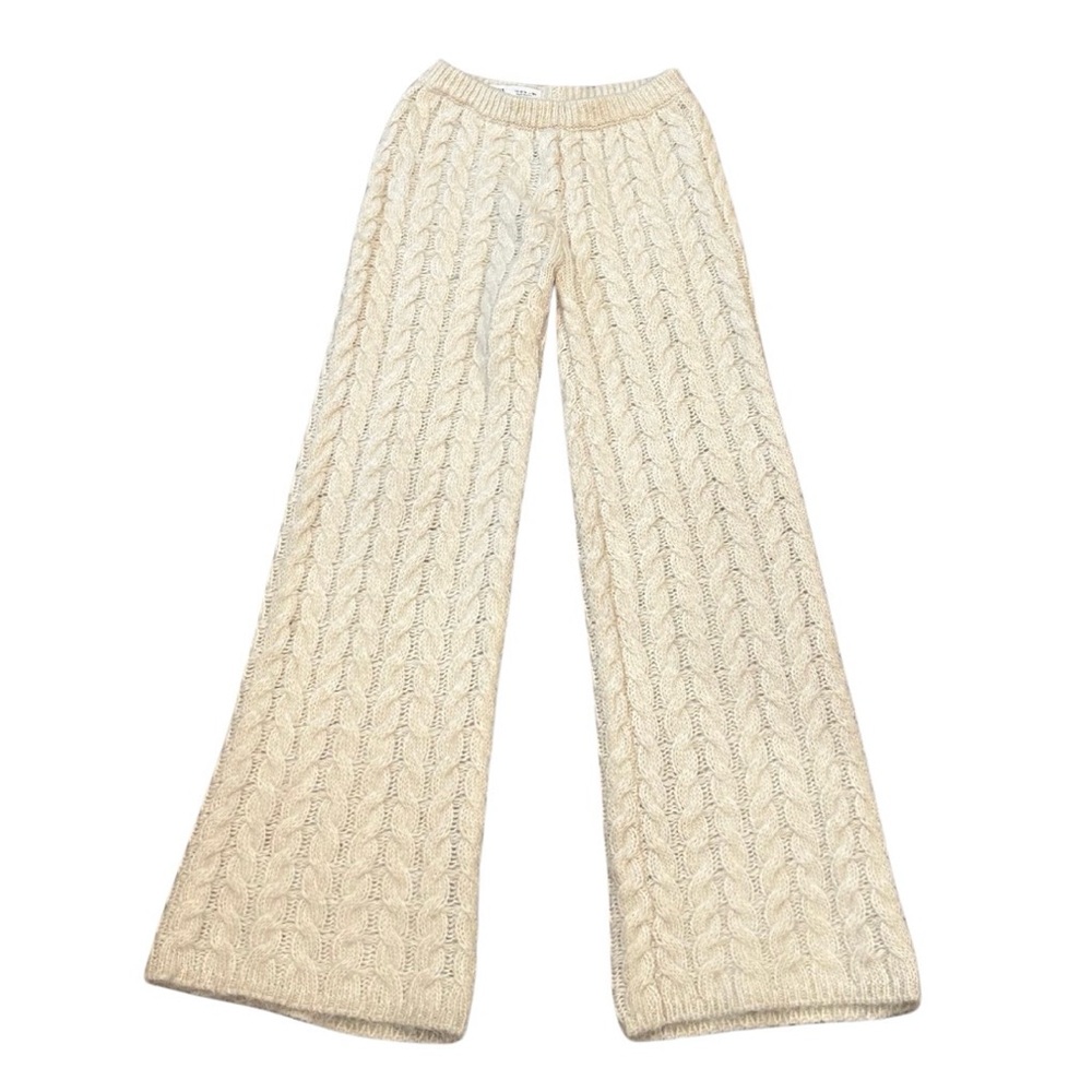 Zara Kids Alpaca Blend Knit Wide Leg Sweater Pants | Cream | Size 13/14 (Girls)